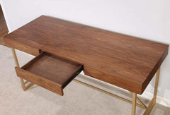 Halstein Light Walnut & Gold Desk - Ornate Home