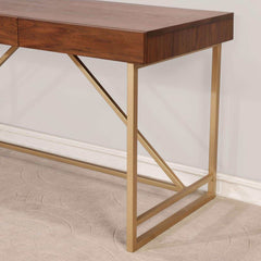 Halstein Light Walnut & Gold Desk - Ornate Home