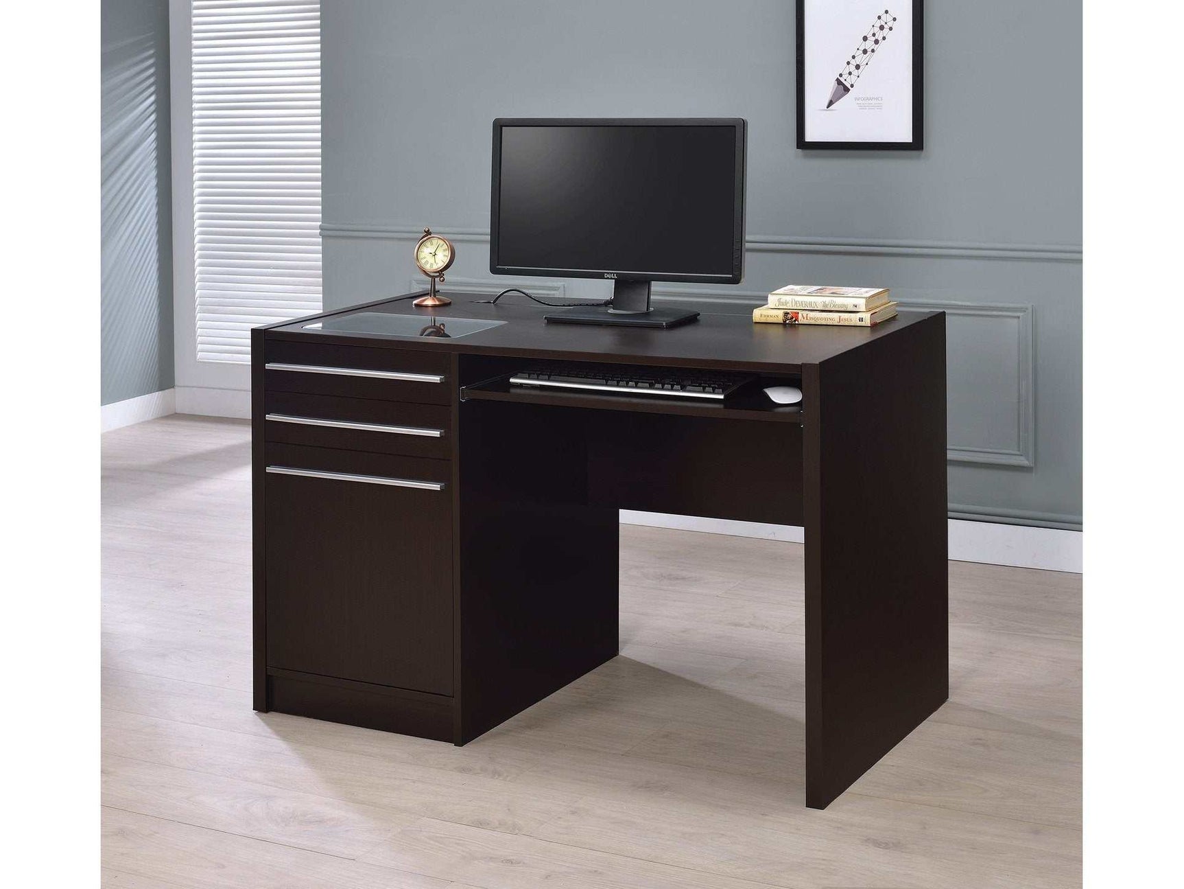 Halston Cappuccino Office Desk (47" x 23") - Ornate Home