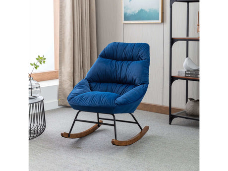 Harmony Plush Velvet Blue Rocking Chair - Ornate Home