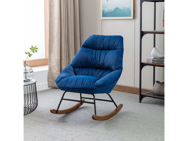 Harmony Plush Velvet Blue Rocking Chair - Ornate Home