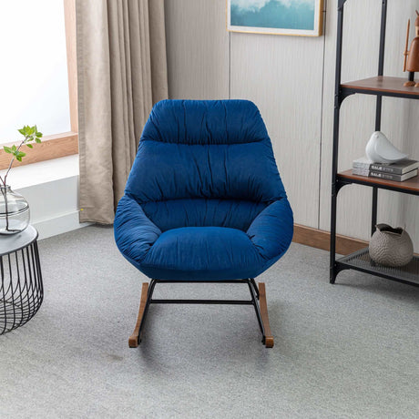 Harmony Plush Velvet Blue Rocking Chair - Ornate Home