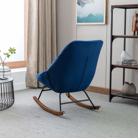 Harmony Plush Velvet Blue Rocking Chair - Ornate Home