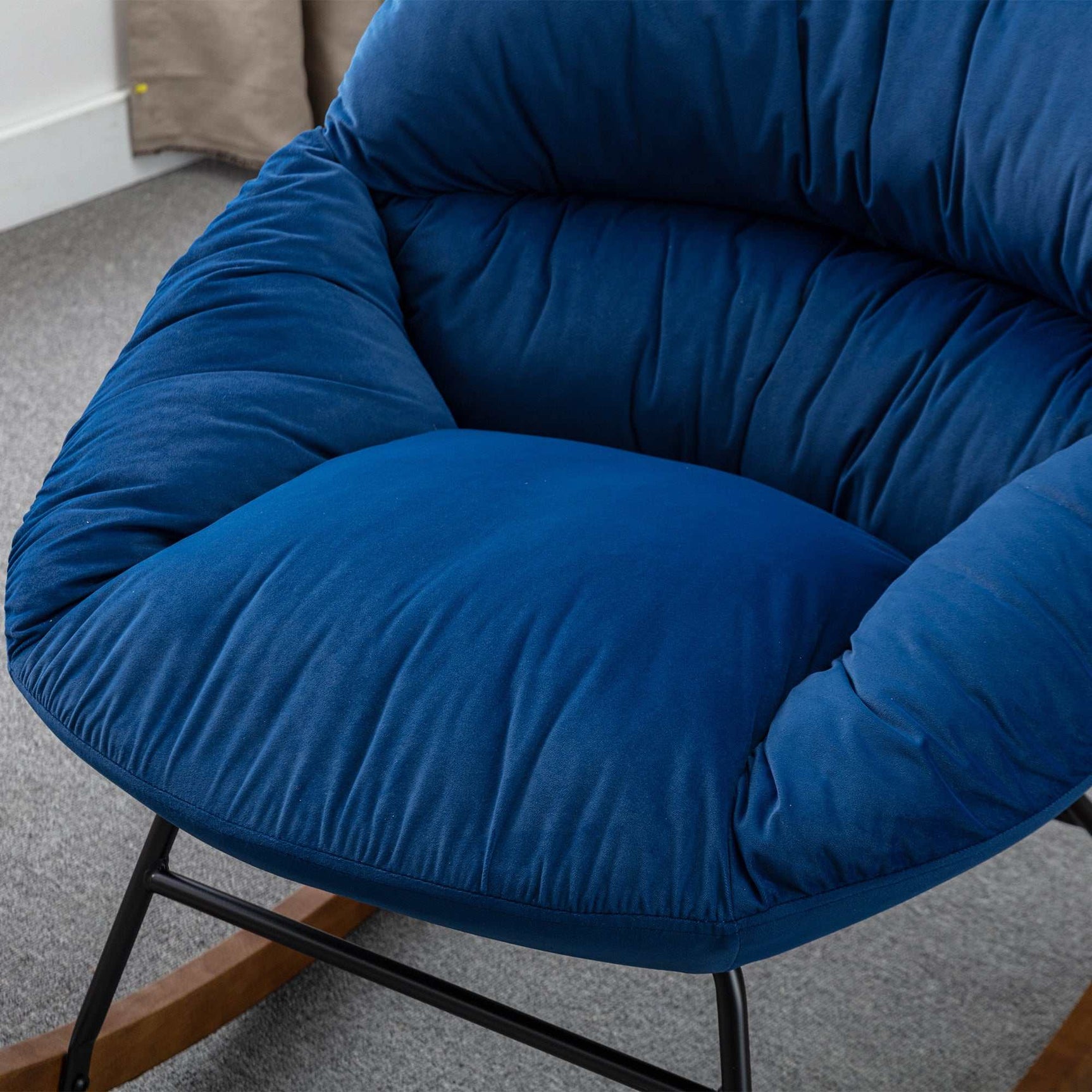 Harmony Plush Velvet Blue Rocking Chair - Ornate Home