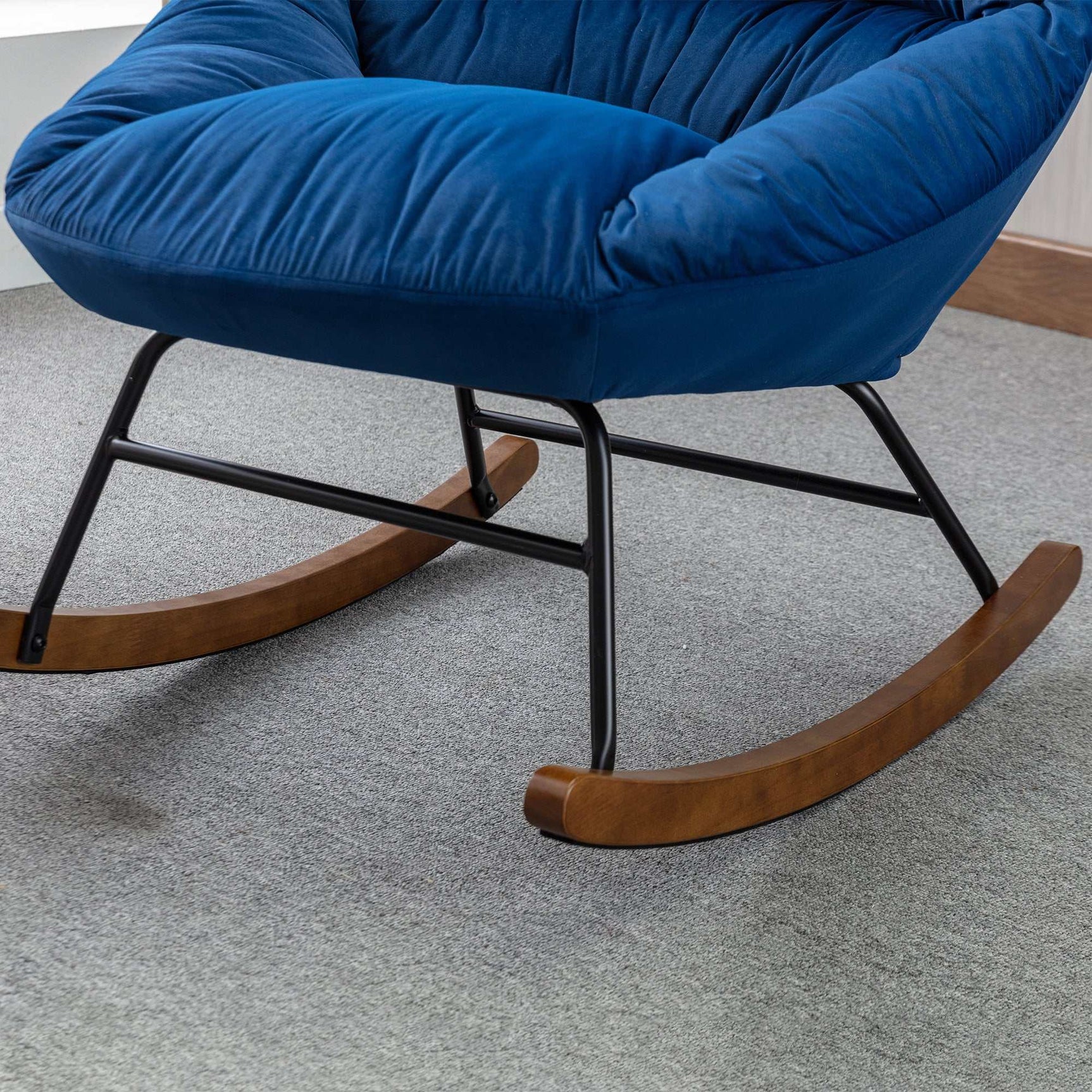 Harmony Plush Velvet Blue Rocking Chair - Ornate Home