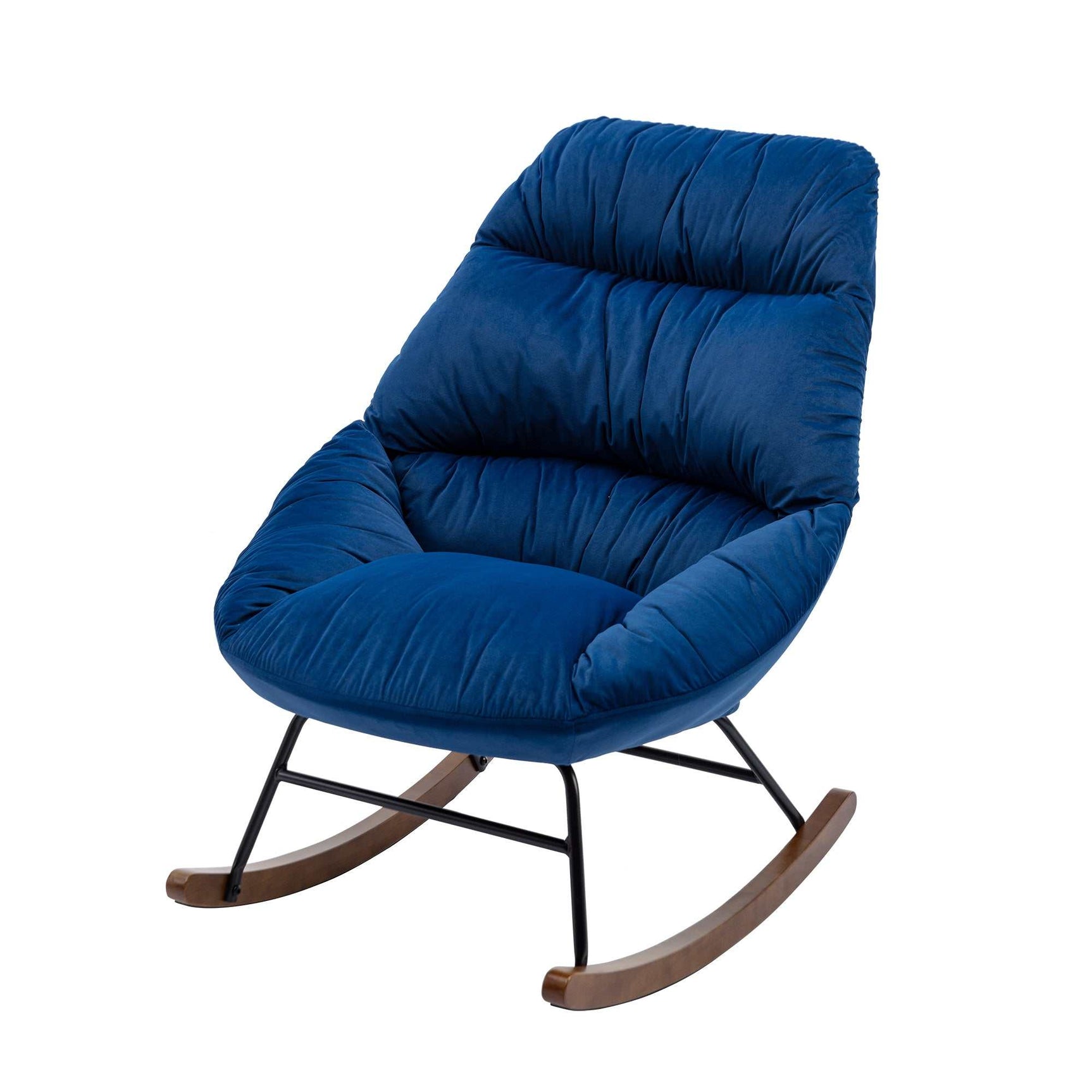 Harmony Plush Velvet Blue Rocking Chair - Ornate Home