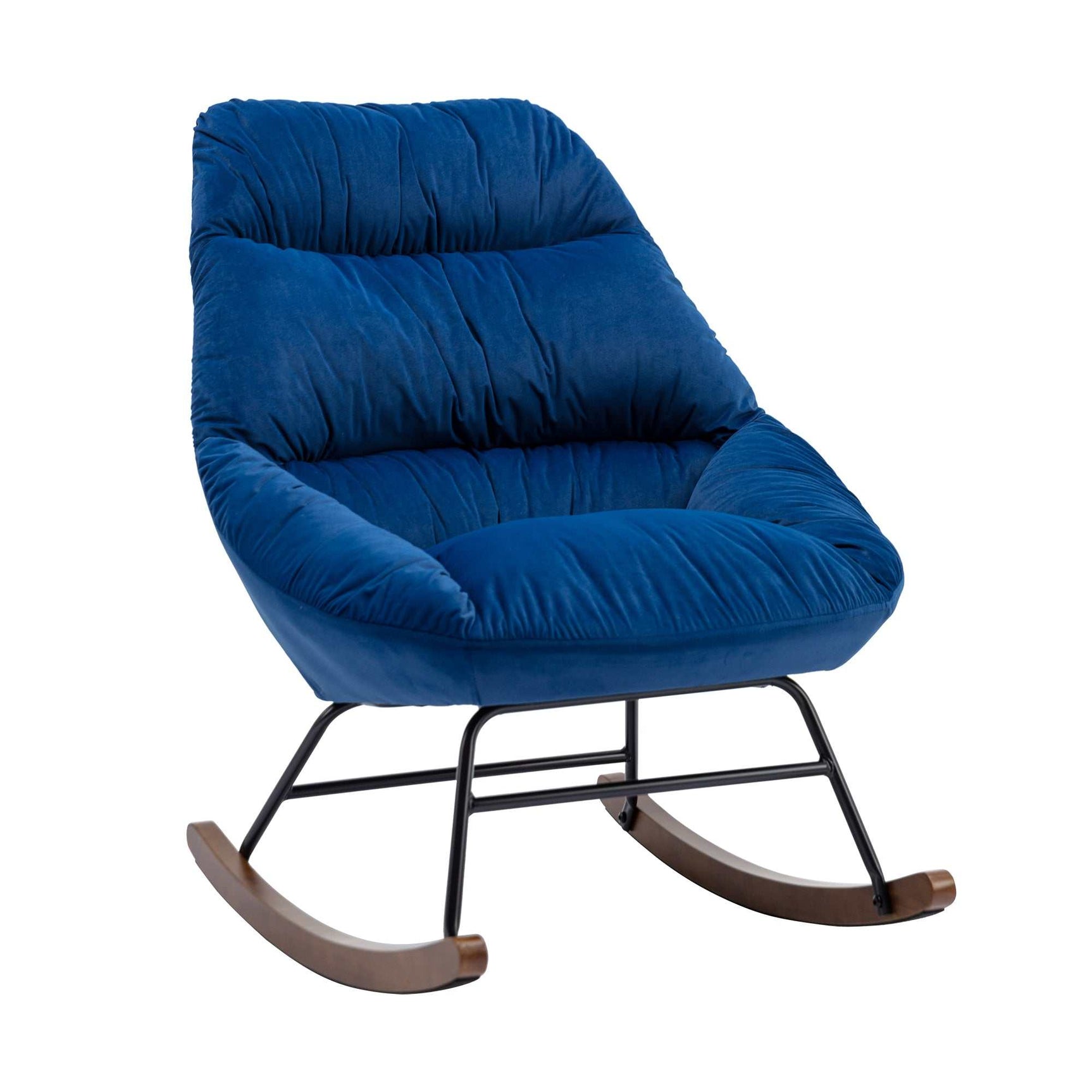 Harmony Plush Velvet Blue Rocking Chair - Ornate Home