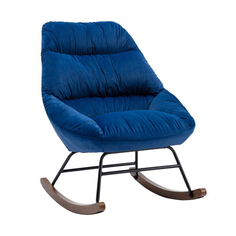 Harmony Plush Velvet Blue Rocking Chair - Ornate Home