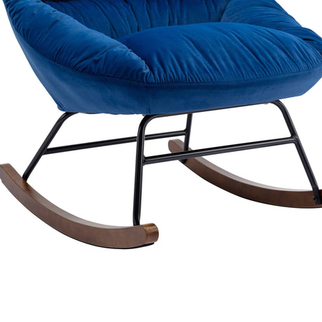Harmony Plush Velvet Blue Rocking Chair - Ornate Home