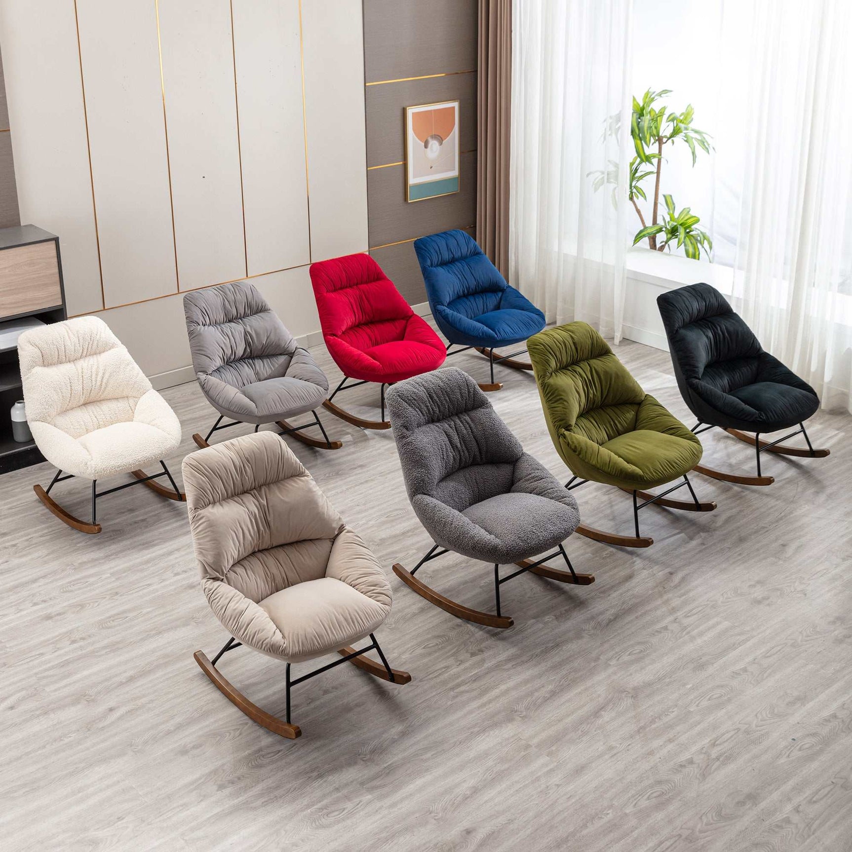 Harmony Plush Velvet Blue Rocking Chair - Ornate Home