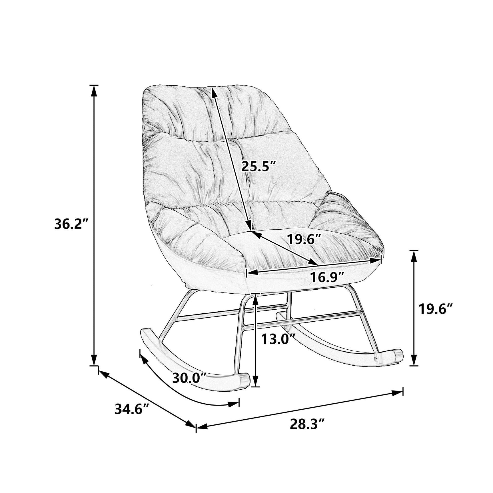 Harmony Plush Velvet Blue Rocking Chair - Ornate Home