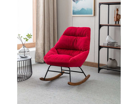 Harmony Plush Velvet Red Rocking Chair - Ornate Home