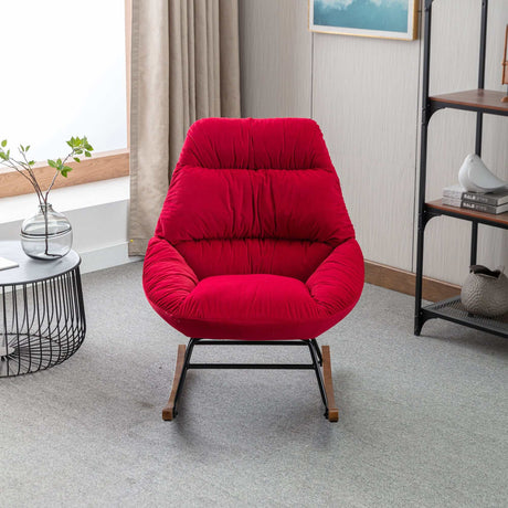 Harmony Plush Velvet Red Rocking Chair - Ornate Home