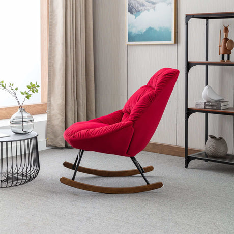 Harmony Plush Velvet Red Rocking Chair - Ornate Home