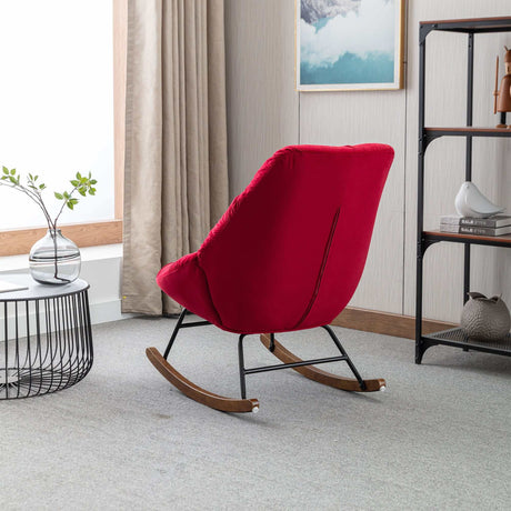 Harmony Plush Velvet Red Rocking Chair - Ornate Home