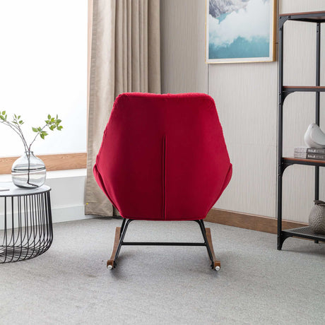 Harmony Plush Velvet Red Rocking Chair - Ornate Home