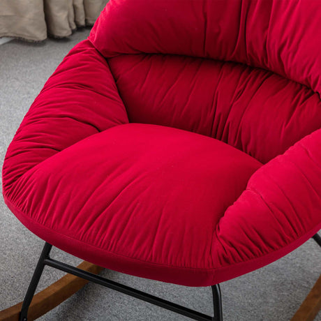 Harmony Plush Velvet Red Rocking Chair - Ornate Home