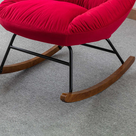 Harmony Plush Velvet Red Rocking Chair - Ornate Home