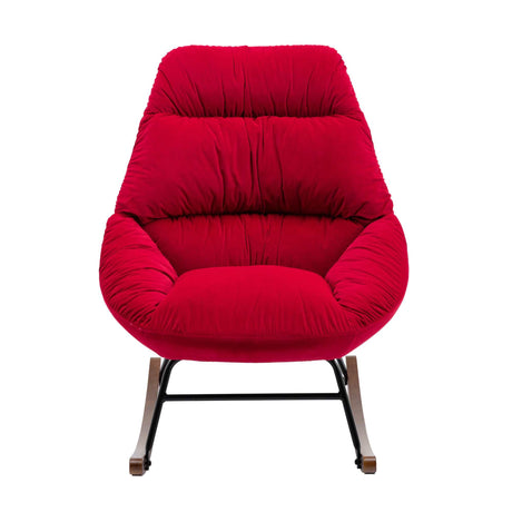 Harmony Plush Velvet Red Rocking Chair - Ornate Home