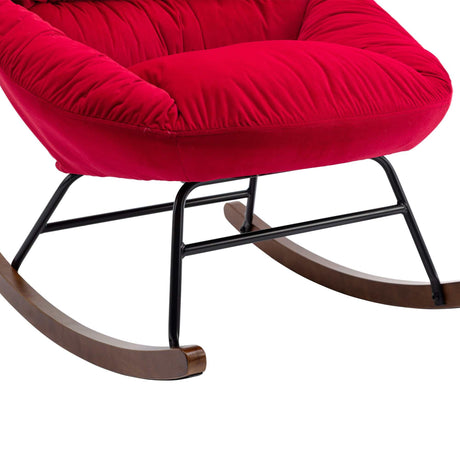 Harmony Plush Velvet Red Rocking Chair - Ornate Home