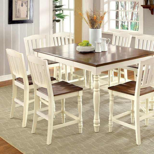 Harrisburg Vintage White/Dark Oak Counter Height Table - Ornate Home