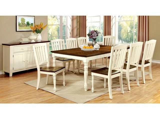 Harrisburg Vintage White/Dark Oak Dining Table w/ 18" Butterfly Leaf - Ornate Home
