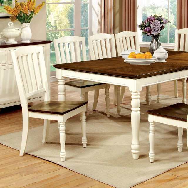 Harrisburg Vintage White/Dark Oak Dining Table w/ 18" Butterfly Leaf - Ornate Home