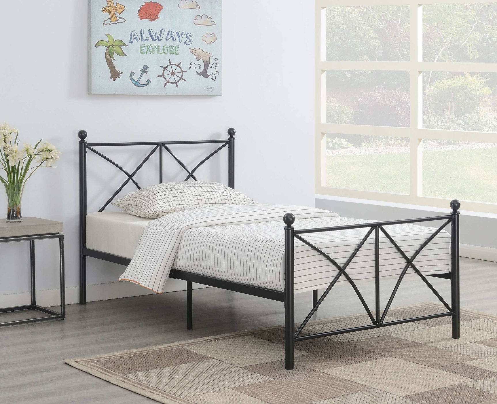 Hart Matte Black Twin Bed - Ornate Home