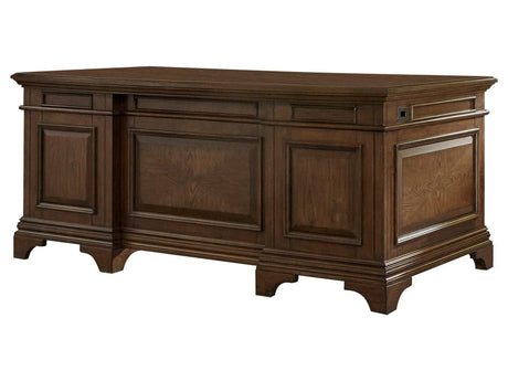 Hartshill Burnished Oak 7-Drawer Executive Desk - Ornate Home