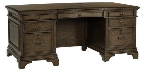 Hartshill Burnished Oak 7-Drawer Executive Desk - Ornate Home
