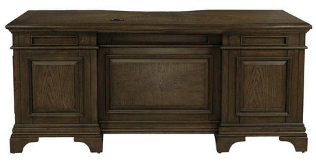 Hartshill Burnished Oak 7-Drawer Executive Desk - Ornate Home