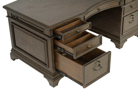 Hartshill Burnished Oak 7-Drawer Executive Desk - Ornate Home