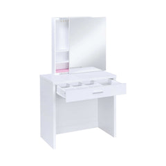 Harvey White Vanity Set w/ LiftTop Stool - Ornate Home