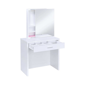 Harvey White Vanity Set w/ LiftTop Stool - Ornate Home