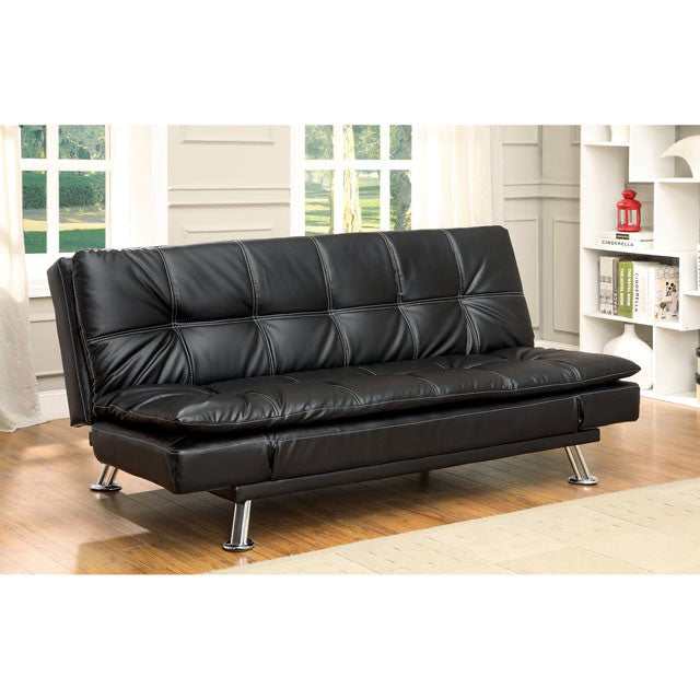 Hauser Black/Chrome Futon Sofa - Ornate Home
