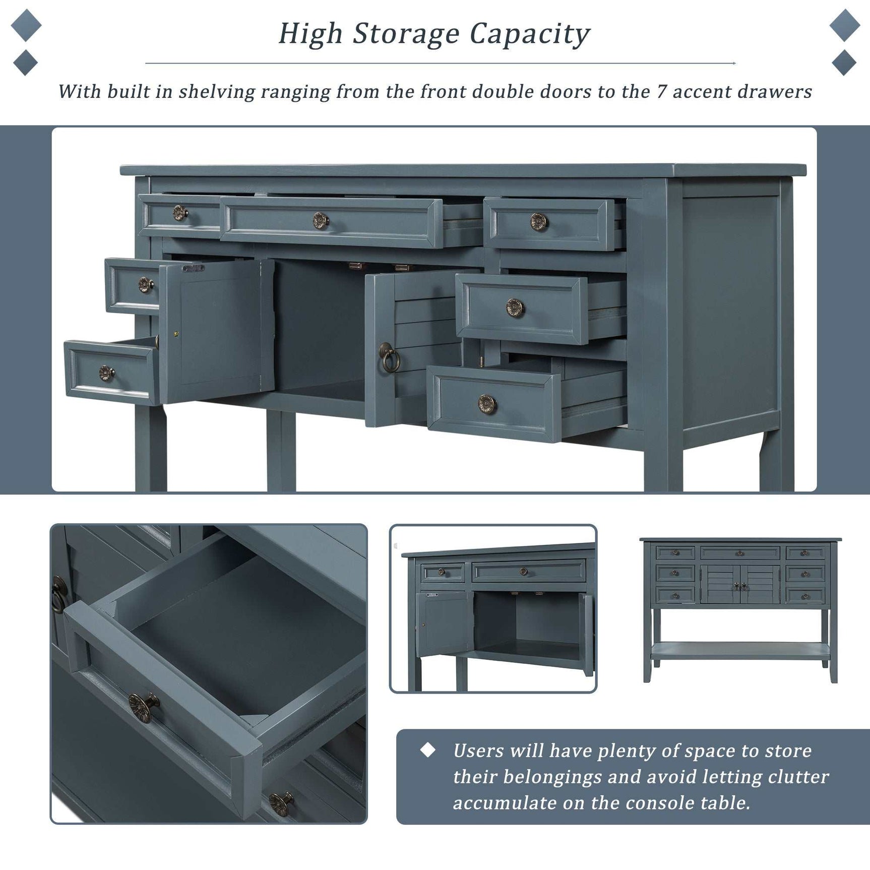 Havasu Modern Console Table Blue - Ornate Home
