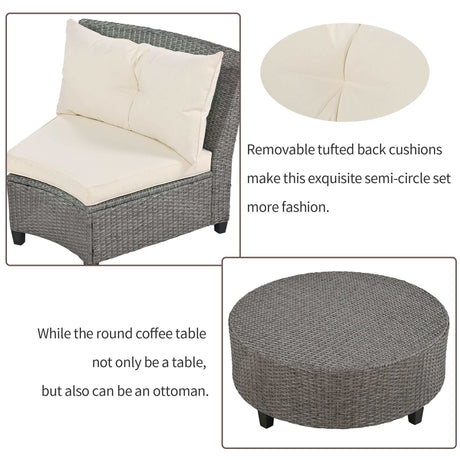 Haven Fan-shaped Rattan Suit Combination - Ornate Home