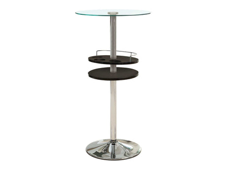 Havin Black & Chrome Bar Table w/ Wine Storage - Ornate Home