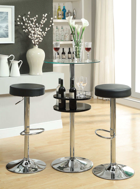 Havin Black & Chrome Bar Table w/ Wine Storage - Ornate Home
