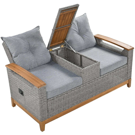 Hawaii Adjustable Outdoor Loveseat with Storage - Ornate Home