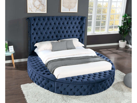 Hazel Blue Tufted Velvet King Storage Bed - Ornate Home