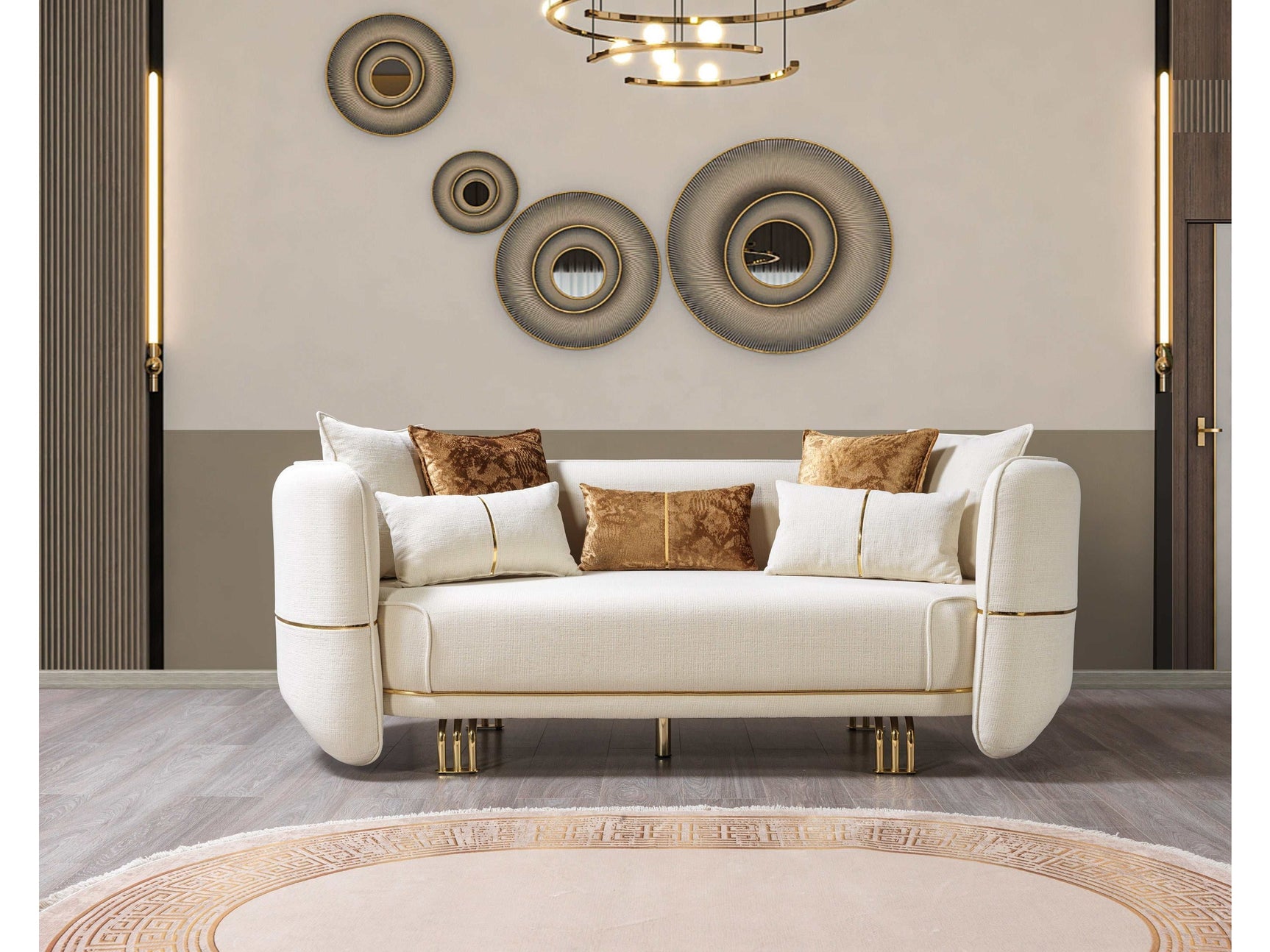 Helena Ivory Velvet Sofa & Loveseat - Ornate Home