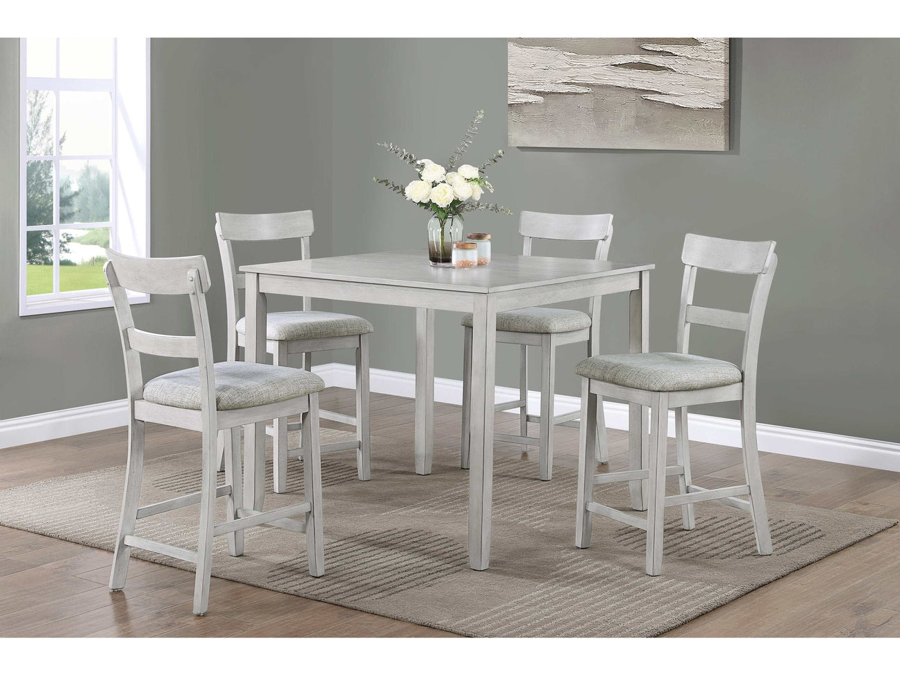 Henderson Driftwood 5-Piece Counter Height Dining Set - Ornate Home