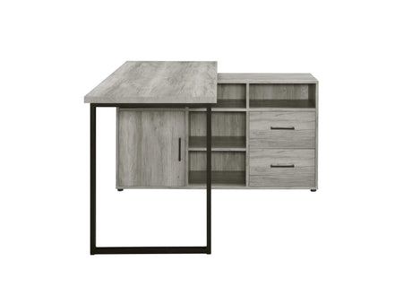 Hertford Grey Driftwood LShape Office Desk w/ Storage - Ornate Home