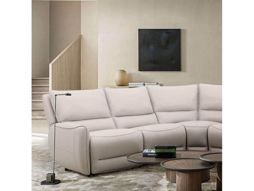 Hestia Beige Top Grain Leather Match Power Sectional - Ornate Home
