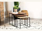 Hibah Natural & Black 3pc Nesting Table set - Ornate Home