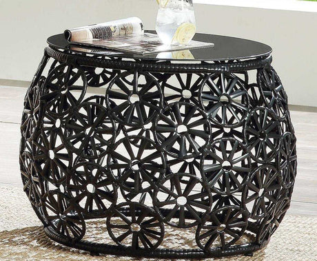 Hikre Charcoal & Black Patio Lounge Chair w/ Side Table 2pc set - Ornate Home