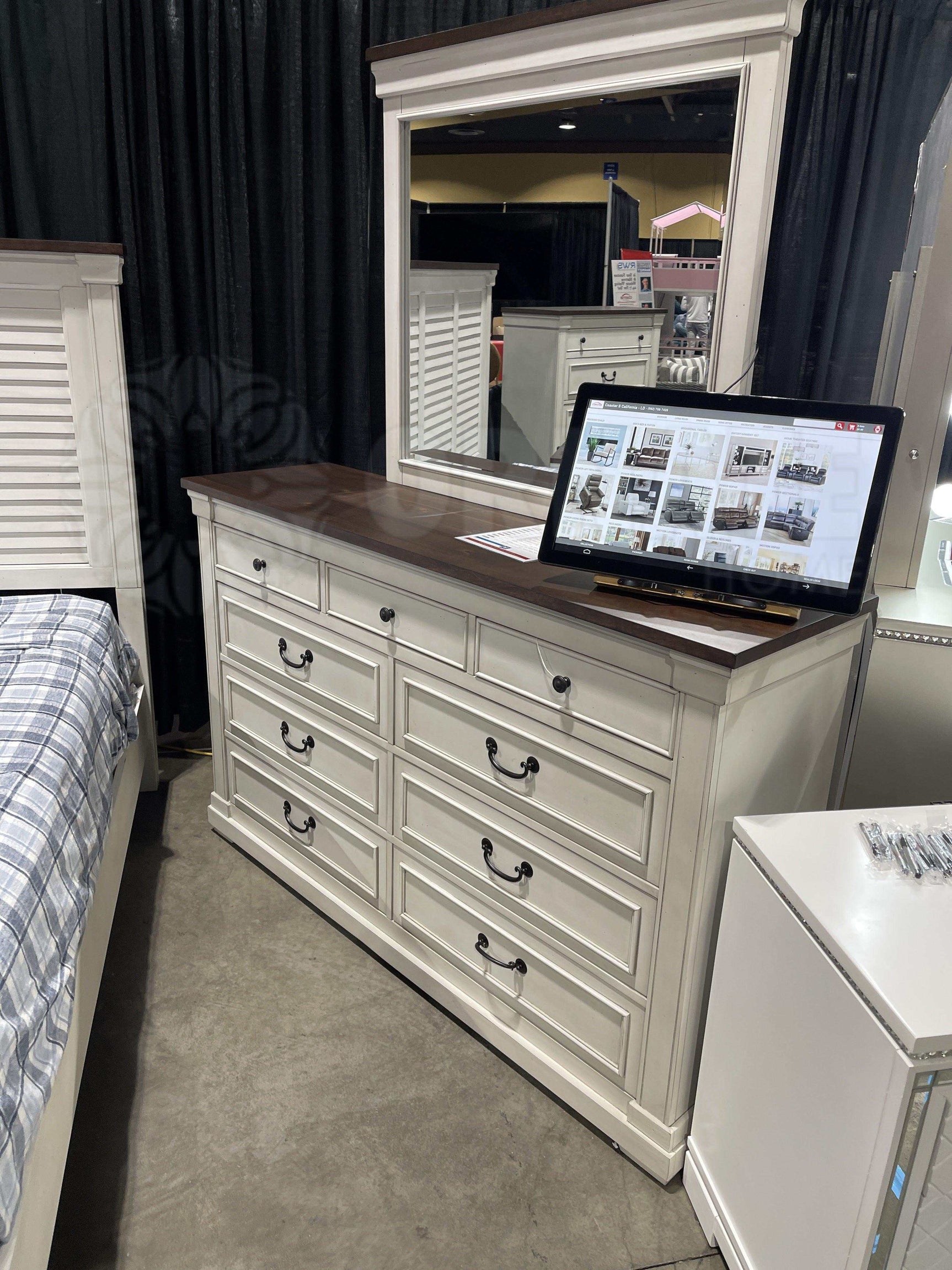 Hillcrest White Rectangular Dresser Mirror - Ornate Home