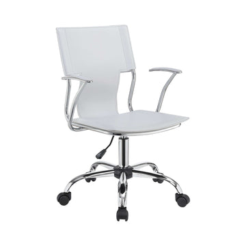 Himari White & Chrome Adjustable Height Office Chair - Ornate Home