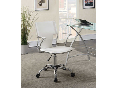 Himari White & Chrome Adjustable Height Office Chair - Ornate Home